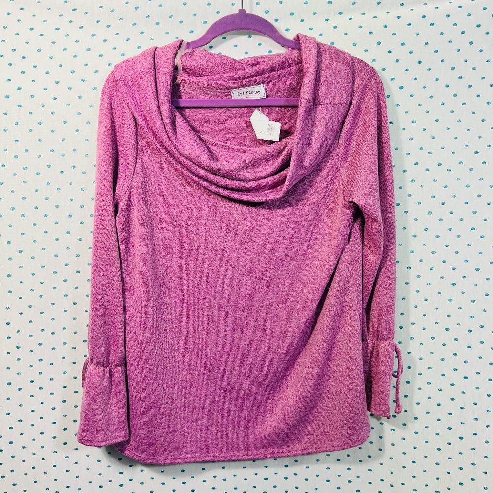 NWT Ces Femme Pink Long Sleeve Cowl Neck Blouse